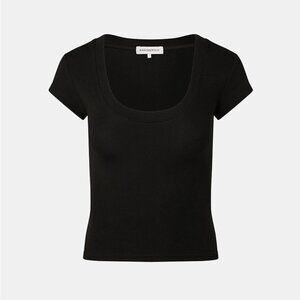 WeWoreWhat Scoop Neck Fitted Tee in Black Size S